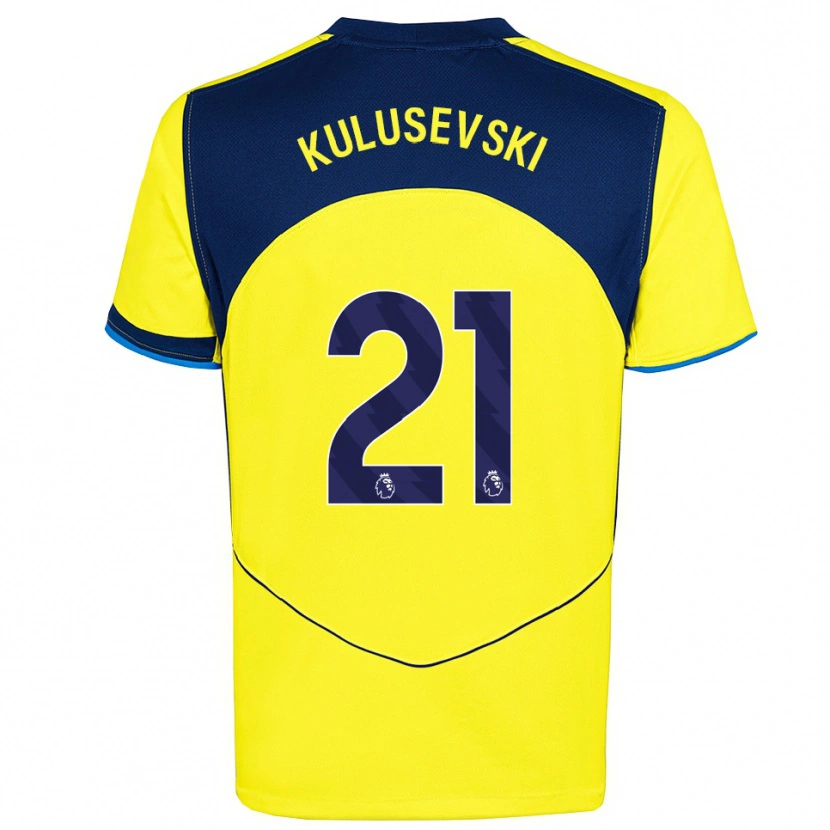 Danxen Kvinnor Dejan Kulusevski #21 Gul Marinblå Tredjesatsen Matchtröjor 2025/26 Tröjor T-Tröja