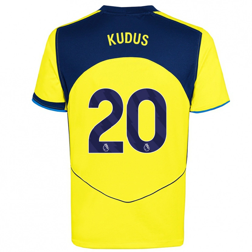 Danxen Kvinnor Mohammed Kudus #20 Gul Marinblå Tredjesatsen Matchtröjor 2025/26 Tröjor T-Tröja