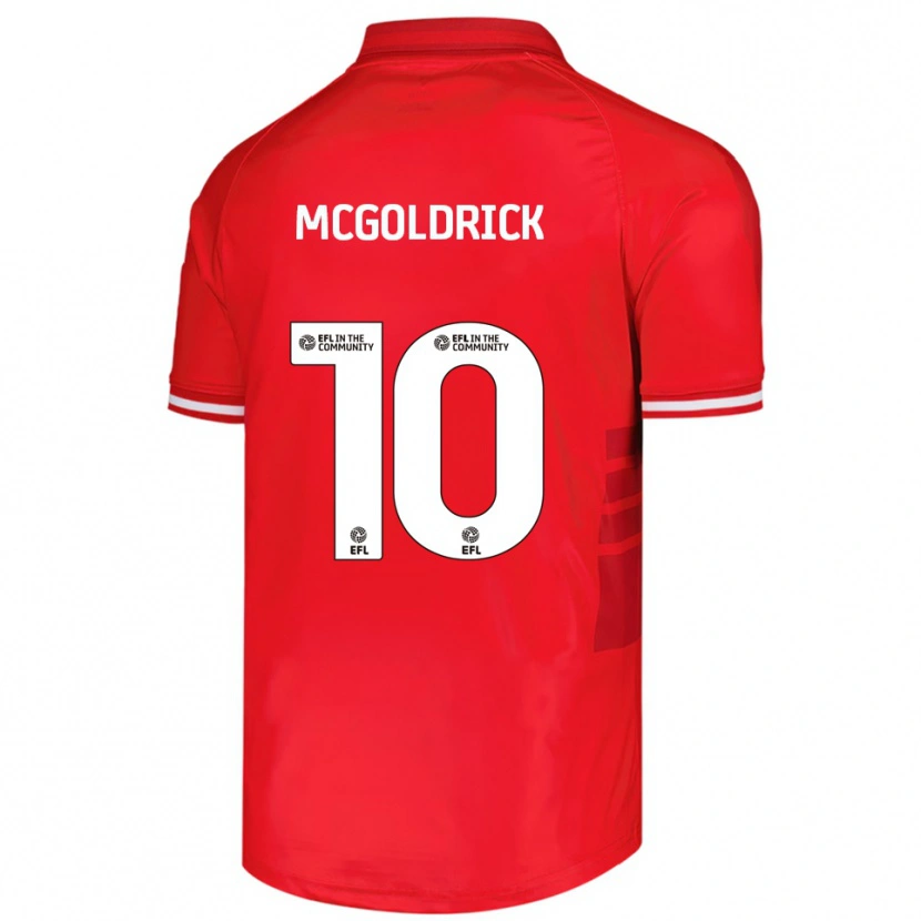 Danxen Barn David Mcgoldrick #10 Röd Vit Hemmatröja Matchtröjor 2025/26 Tröjor T-Tröja