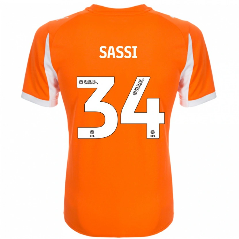 Danxen Barn Dan Sassi #34 Orange Vit Hemmatröja Matchtröjor 2025/26 Tröjor T-Tröja