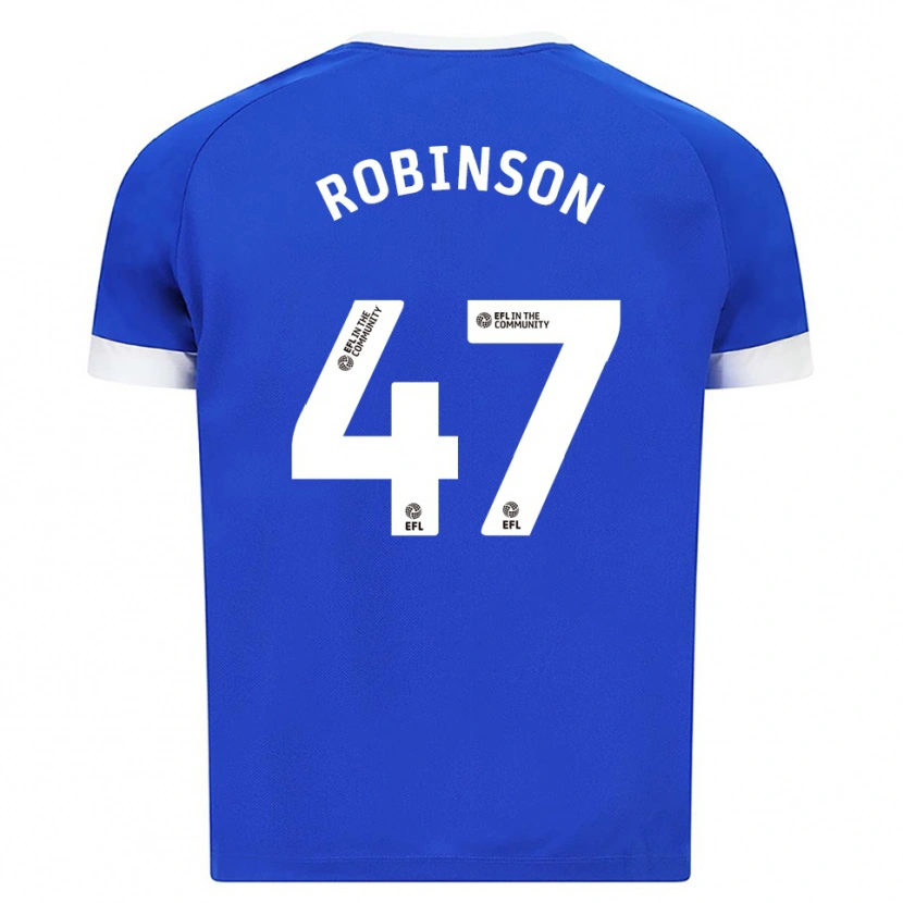 Danxen Barn Callum Robinson #47 Blå Vit Hemmatröja Matchtröjor 2025/26 Tröjor T-Tröja