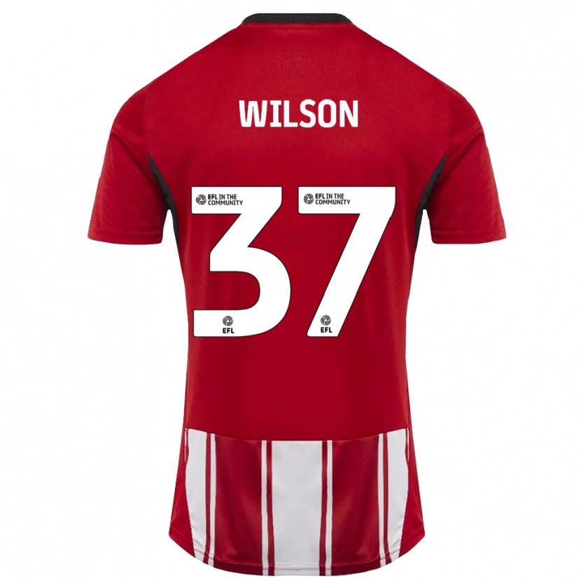 Danxen Barn Kieran Wilson #37 Röd Vit Svart Hemmatröja Matchtröjor 2025/26 Tröjor T-Tröja