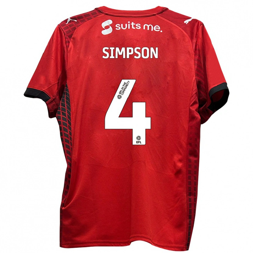 Danxen Barn Jack Simpson #4 Röd Svart Hemmatröja Matchtröjor 2025/26 Tröjor T-Tröja