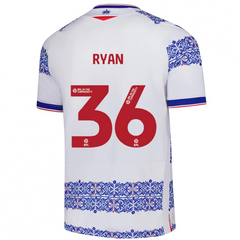 Danxen Barn John Ryan #36 Vit Blå Hemmatröja Matchtröjor 2025/26 Tröjor T-Tröja