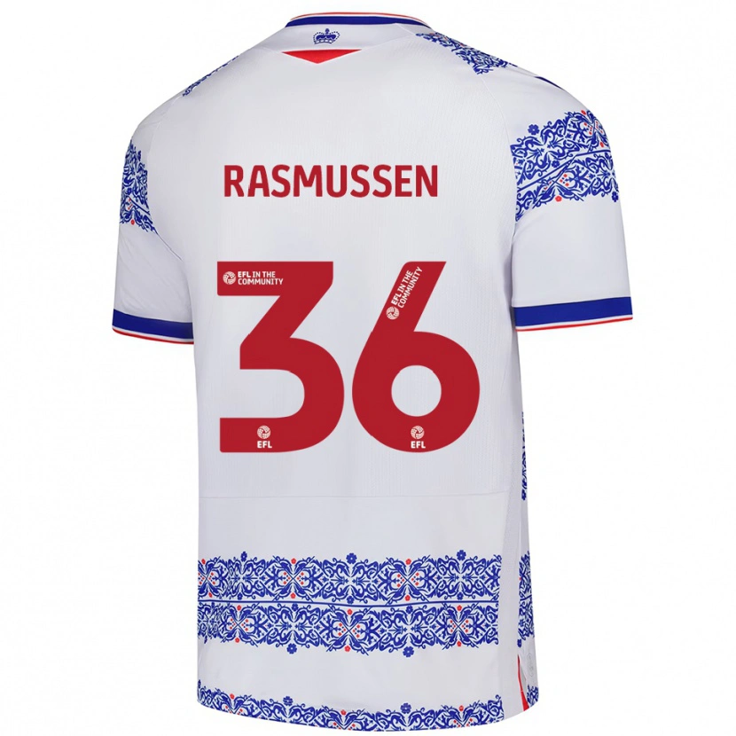 Danxen Barn Tash Rasmussen #36 Vit Blå Hemmatröja Matchtröjor 2025/26 Tröjor T-Tröja