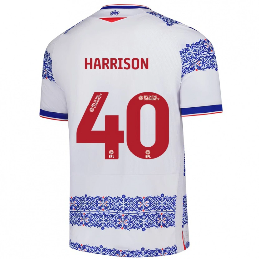 Danxen Barn Sam Harrison #40 Vit Blå Hemmatröja Matchtröjor 2025/26 Tröjor T-Tröja