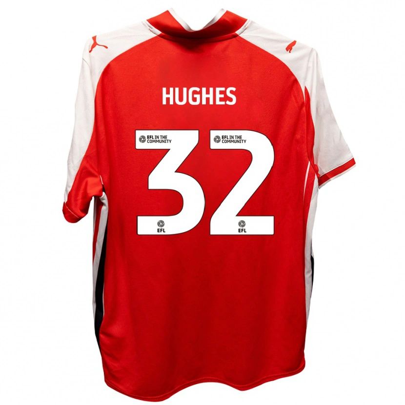 Danxen Barn Kayden Hughes #32 Röd Vit Hemmatröja Matchtröjor 2025/26 Tröjor T-Tröja