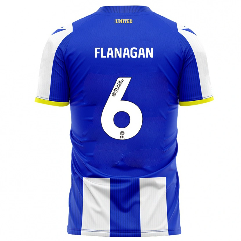 Danxen Barn Tom Flanagan #6 Blå Vit Hemmatröja Matchtröjor 2025/26 Tröjor T-Tröja
