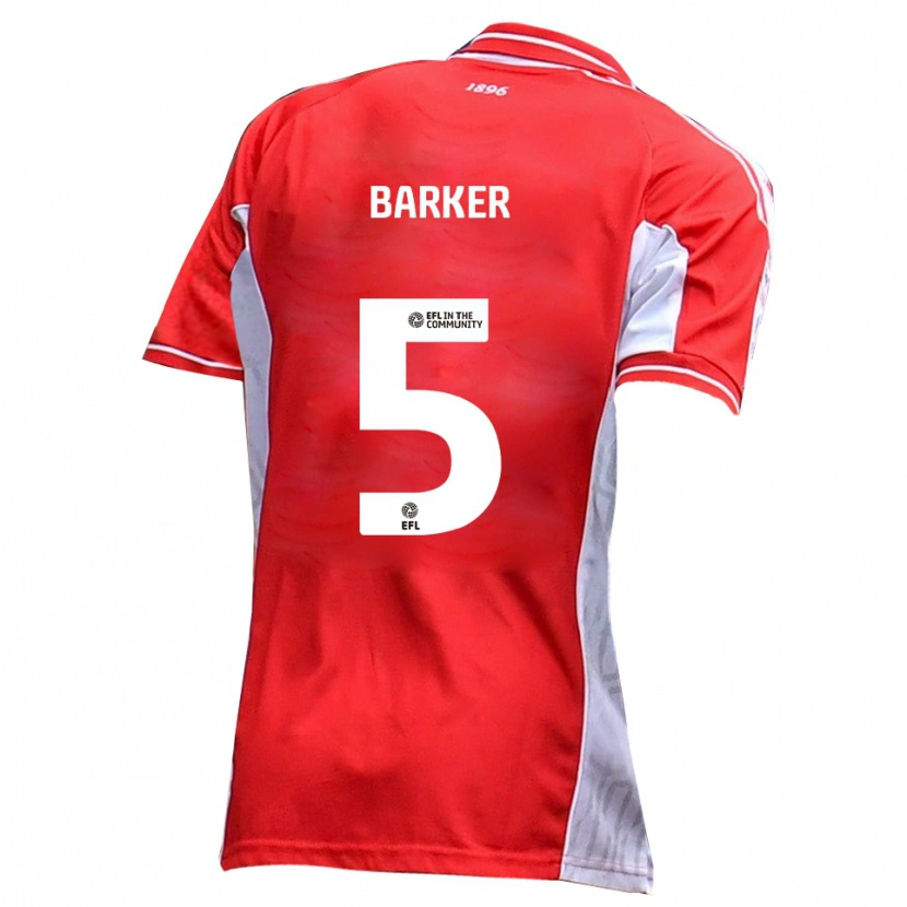 Danxen Barn Charlie Barker #5 Röd Vit Hemmatröja Matchtröjor 2025/26 Tröjor T-Tröja