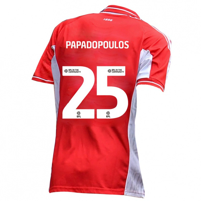 Danxen Barn Antony Papadopoulos #25 Röd Vit Hemmatröja Matchtröjor 2025/26 Tröjor T-Tröja