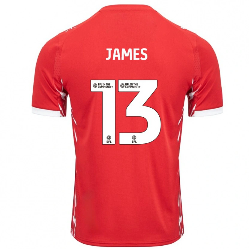 Danxen Barn Dominic James #13 Röd Vit Hemmatröja Matchtröjor 2025/26 Tröjor T-Tröja
