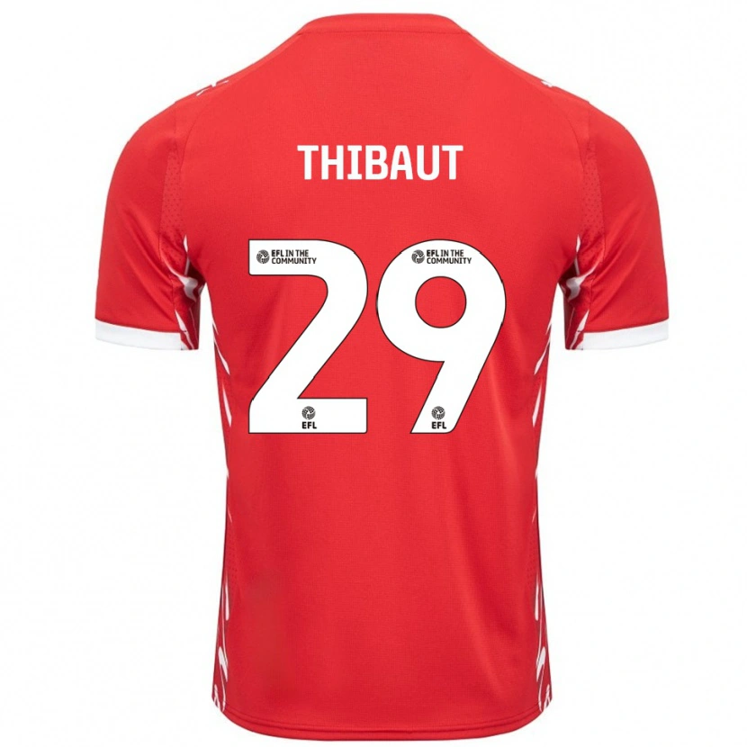 Danxen Barn Adrien Thibaut #29 Röd Vit Hemmatröja Matchtröjor 2025/26 Tröjor T-Tröja