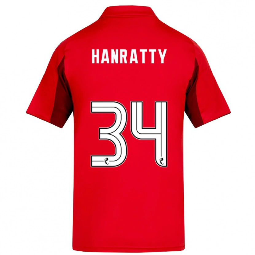 Danxen Barn Kevin Hanratty #34 Röd Vinröd Hemmatröja Matchtröjor 2025/26 Tröjor T-Tröja