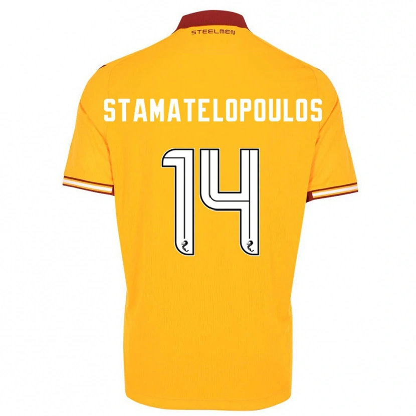 Danxen Barn Apostolos Stamatelopoulos #14 Gul Vinröd Hemmatröja Matchtröjor 2025/26 Tröjor T-Tröja