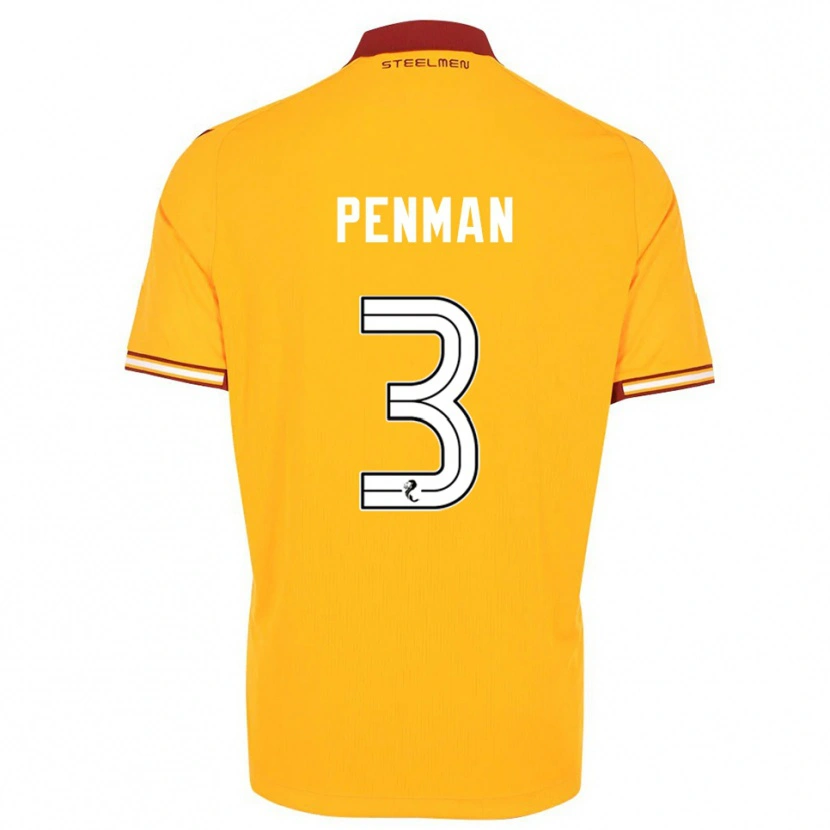 Danxen Barn Jenna Penman #3 Gul Vinröd Hemmatröja Matchtröjor 2025/26 Tröjor T-Tröja