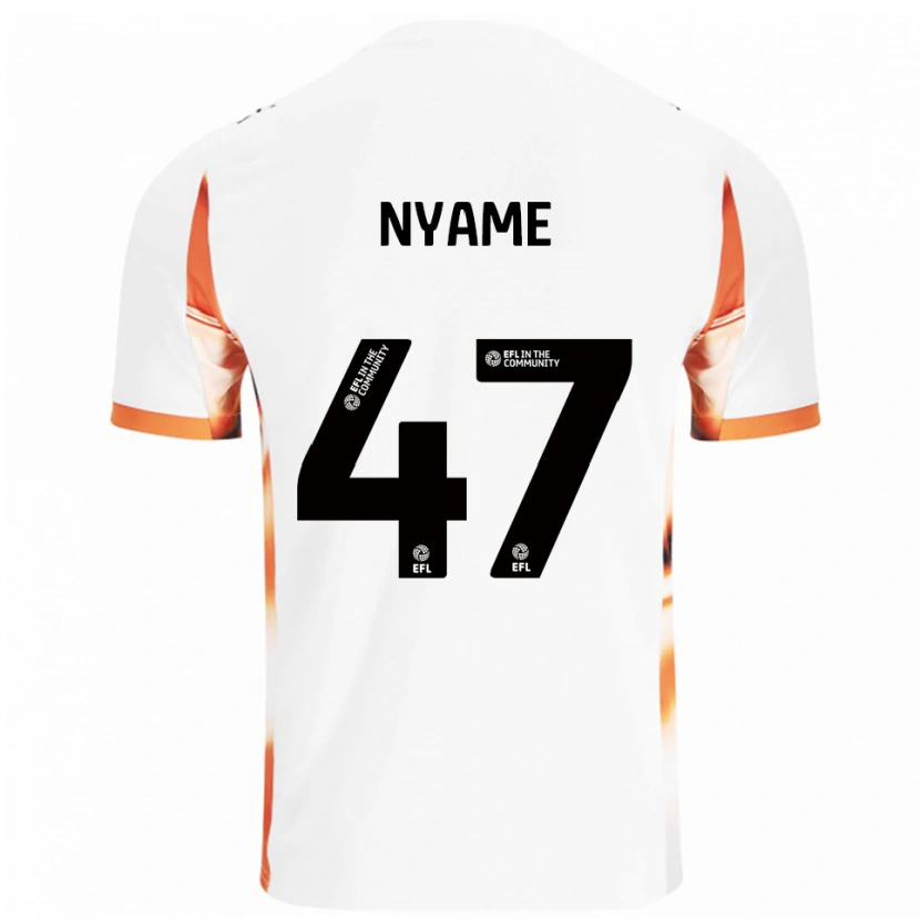 Danxen Barn Josh Nyame #47 Vit Orange Svart Bortatröja Matchtröjor 2025/26 Tröjor T-Tröja