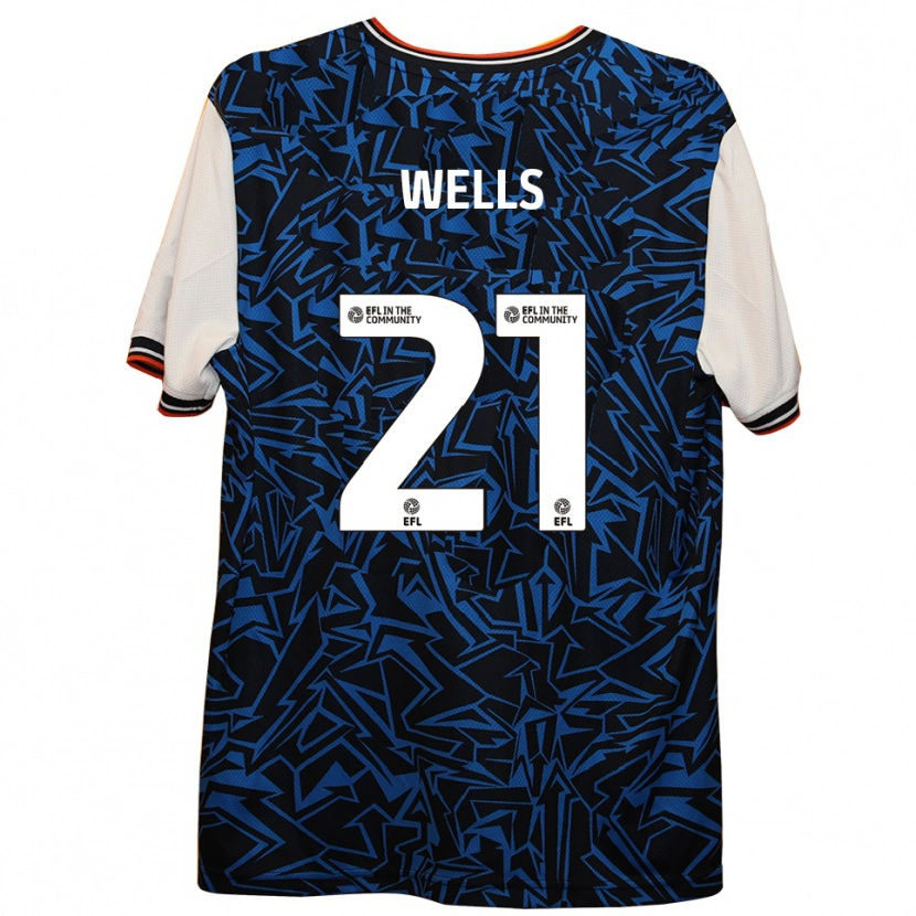 Danxen Barn Nahki Wells #21 Blå Svart Vit Bortatröja Matchtröjor 2025/26 Tröjor T-Tröja