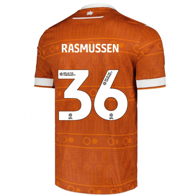Danxen Barn Tash Rasmussen #36 Orange Vit Bortatröja Matchtröjor 2025/26 Tröjor T-Tröja