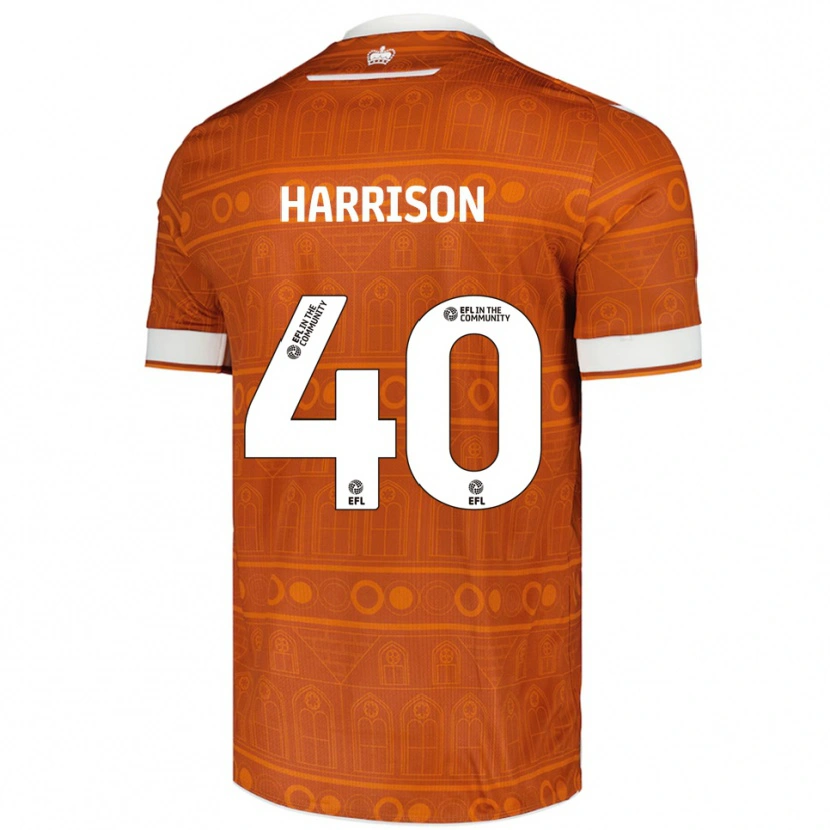 Danxen Barn Sam Harrison #40 Orange Vit Bortatröja Matchtröjor 2025/26 Tröjor T-Tröja