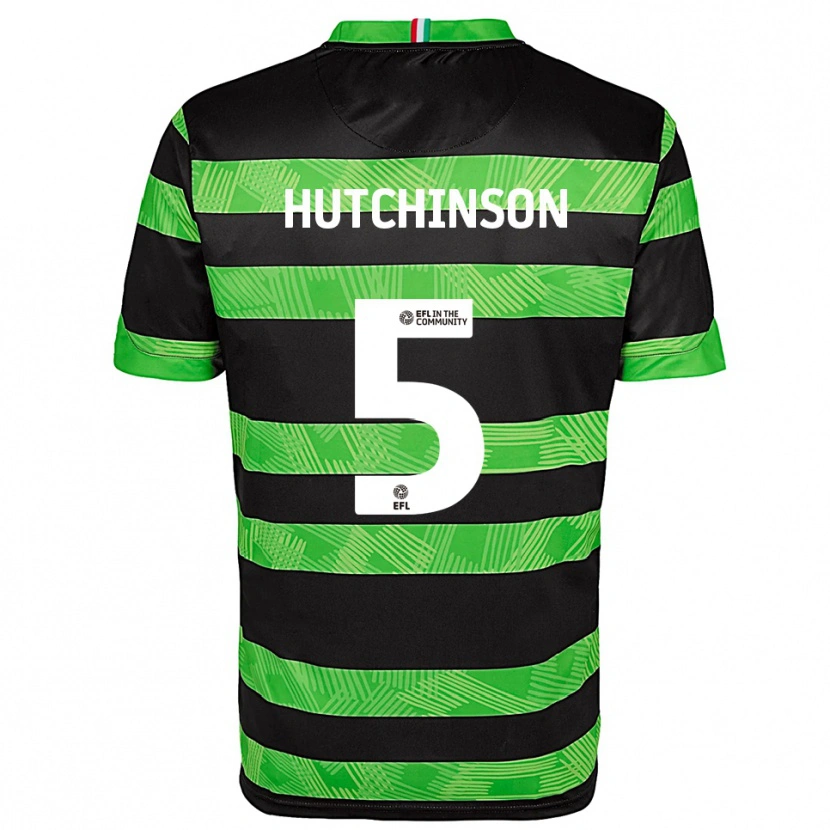 Danxen Barn Sam Hutchinson #5 Svart Grön Bortatröja Matchtröjor 2025/26 Tröjor T-Tröja