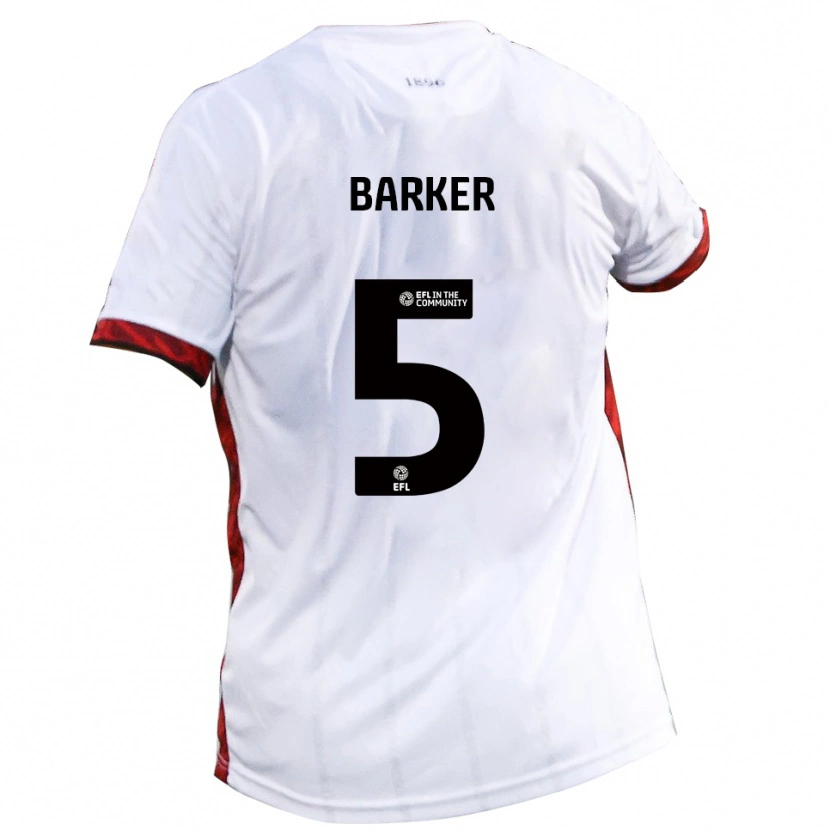 Danxen Barn Charlie Barker #5 Vit Röd Svart Bortatröja Matchtröjor 2025/26 Tröjor T-Tröja
