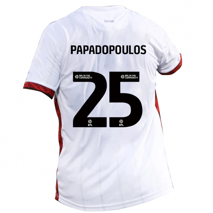Danxen Barn Antony Papadopoulos #25 Vit Röd Svart Bortatröja Matchtröjor 2025/26 Tröjor T-Tröja