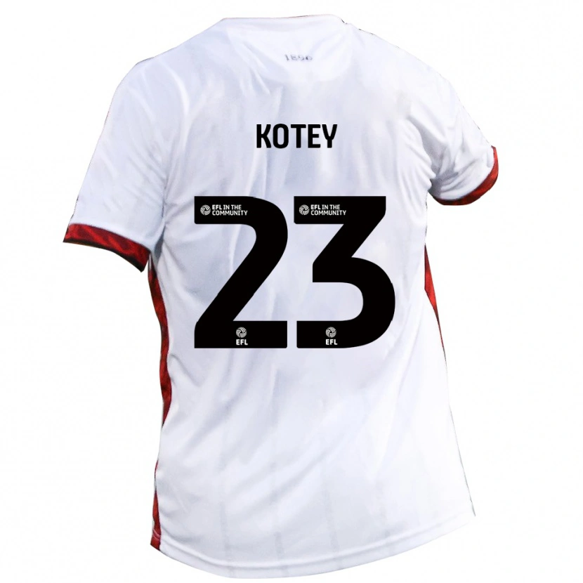 Danxen Barn Fate Kotey #23 Vit Röd Svart Bortatröja Matchtröjor 2025/26 Tröjor T-Tröja