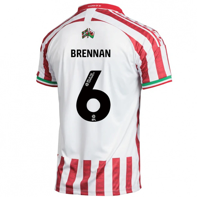 Danxen Barn Ciaran Brennan #6 Röd Vit Bortatröja Matchtröjor 2025/26 Tröjor T-Tröja