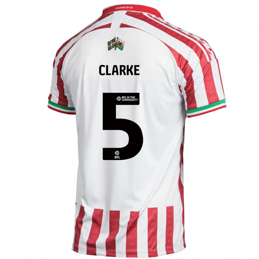 Danxen Barn James Clarke #5 Röd Vit Bortatröja Matchtröjor 2025/26 Tröjor T-Tröja