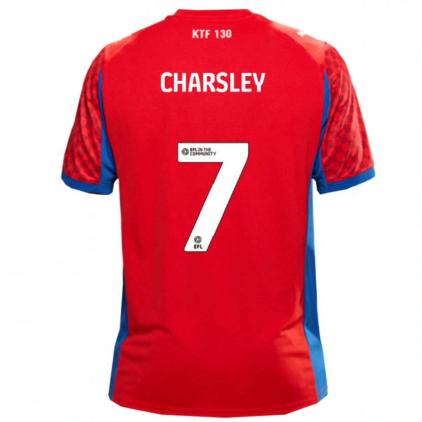 Danxen Barn Harry Charsley #7 Röd Blå Bortatröja Matchtröjor 2025/26 Tröjor T-Tröja