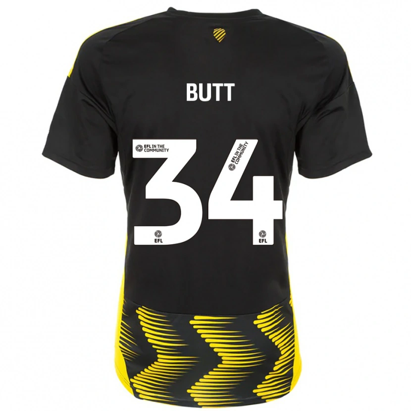Danxen Barn Ruben Butt #34 Svart Gul Bortatröja Matchtröjor 2025/26 Tröjor T-Tröja