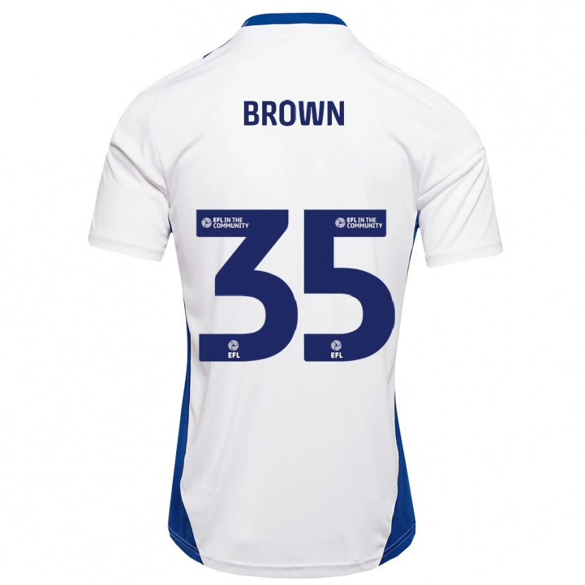 Danxen Barn Jaxon Brown #35 Vit Blå Bortatröja Matchtröjor 2025/26 Tröjor T-Tröja