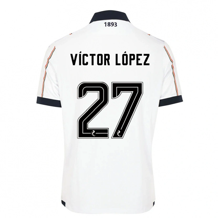 Danxen Barn Víctor López #27 Vit Marin Röd Bortatröja Matchtröjor 2025/26 Tröjor T-Tröja