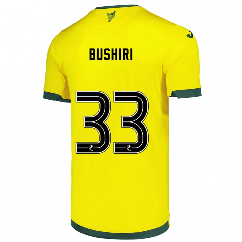 Danxen Barn Rocky Bushiri #33 Gul Grön Bortatröja Matchtröjor 2025/26 Tröjor T-Tröja