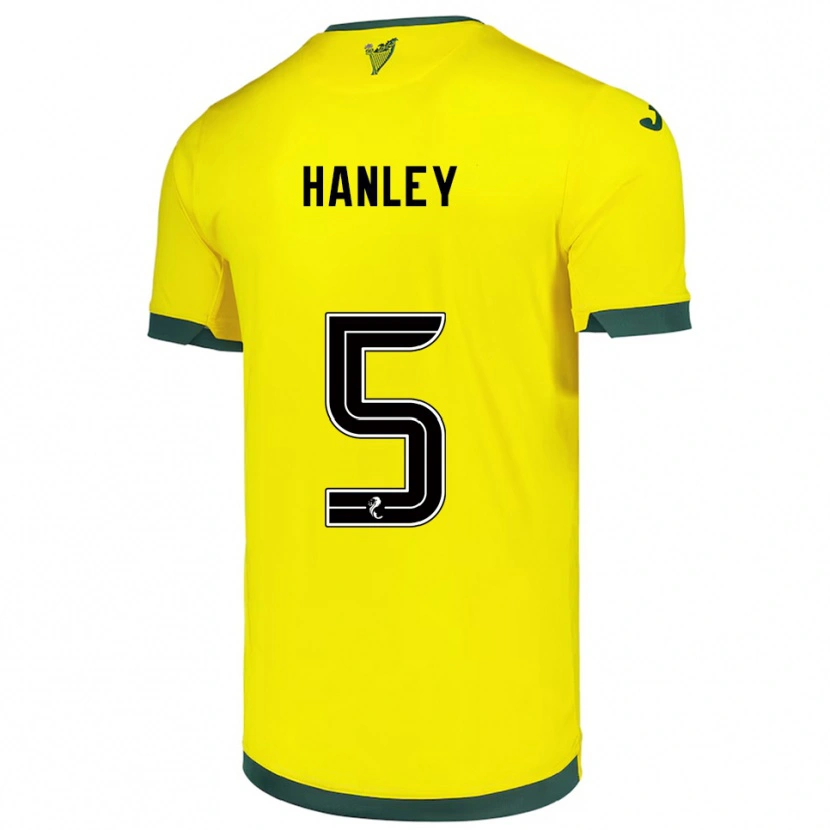 Danxen Barn Grant Hanley #5 Gul Grön Bortatröja Matchtröjor 2025/26 Tröjor T-Tröja