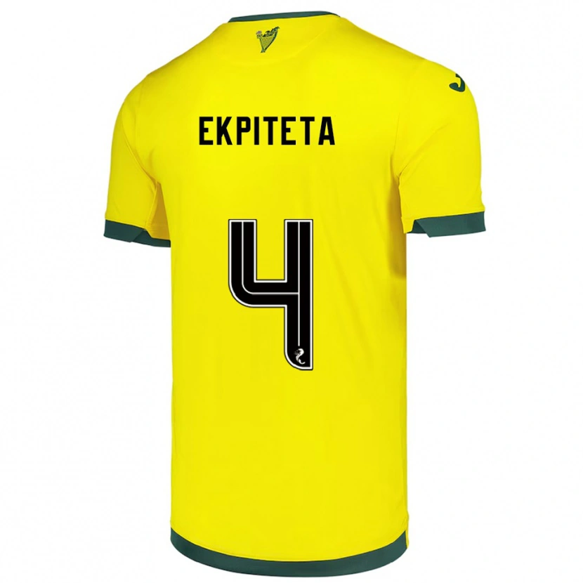 Danxen Barn Marvin Ekpiteta #4 Gul Grön Bortatröja Matchtröjor 2025/26 Tröjor T-Tröja