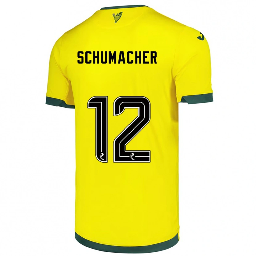 Danxen Barn Noa Schumacher #12 Gul Grön Bortatröja Matchtröjor 2025/26 Tröjor T-Tröja