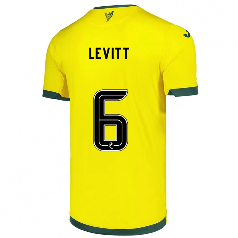 Danxen Barn Dylan Levitt #6 Gul Grön Bortatröja Matchtröjor 2025/26 Tröjor T-Tröja
