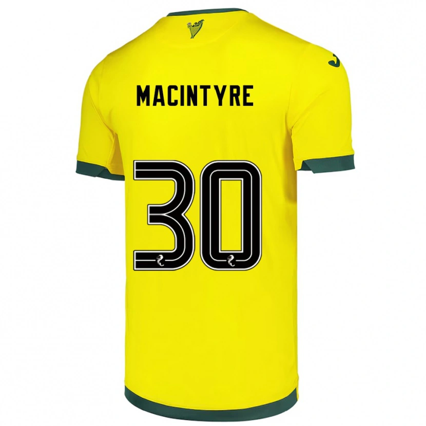 Danxen Barn Jacob Macintyre #30 Gul Grön Bortatröja Matchtröjor 2025/26 Tröjor T-Tröja
