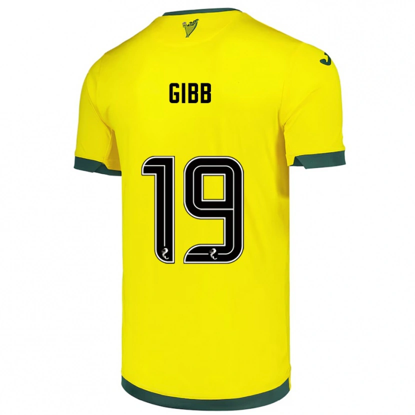 Danxen Barn Caley Gibb #19 Gul Grön Bortatröja Matchtröjor 2025/26 Tröjor T-Tröja