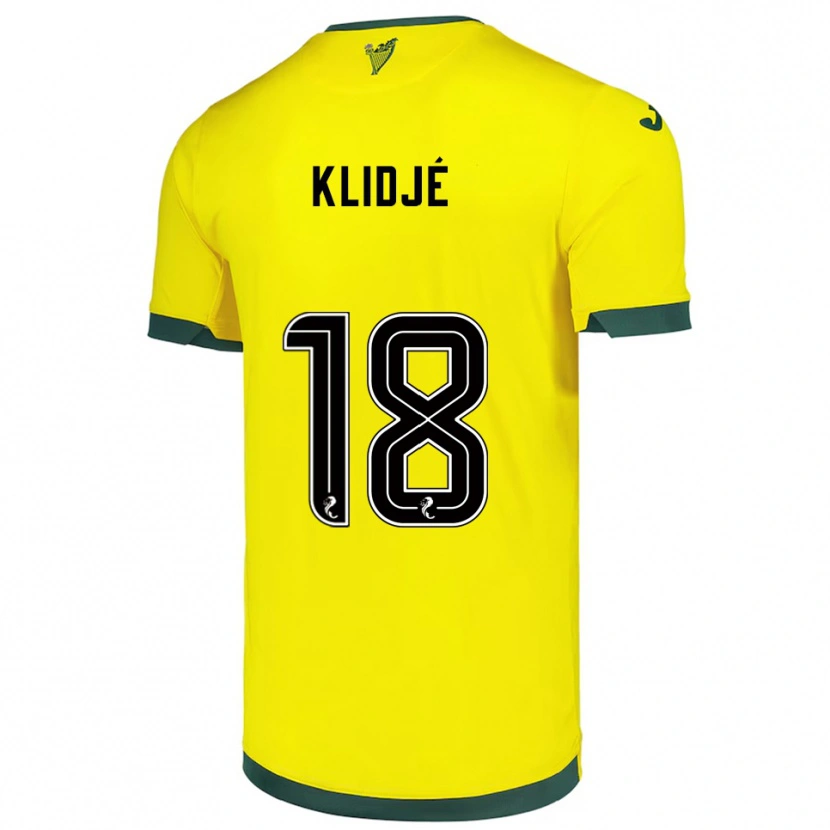 Danxen Barn Thibault Klidjé #18 Gul Grön Bortatröja Matchtröjor 2025/26 Tröjor T-Tröja