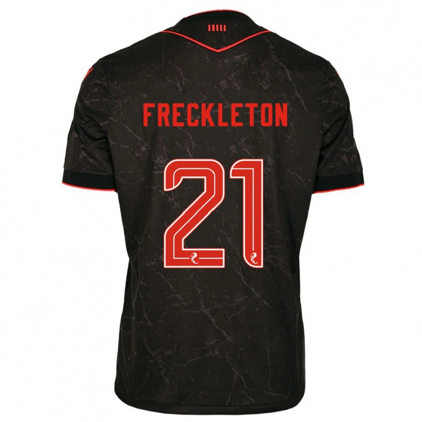 Danxen Barn Miguel Freckleton #21 Svart Röd Bortatröja Matchtröjor 2025/26 Tröjor T-Tröja