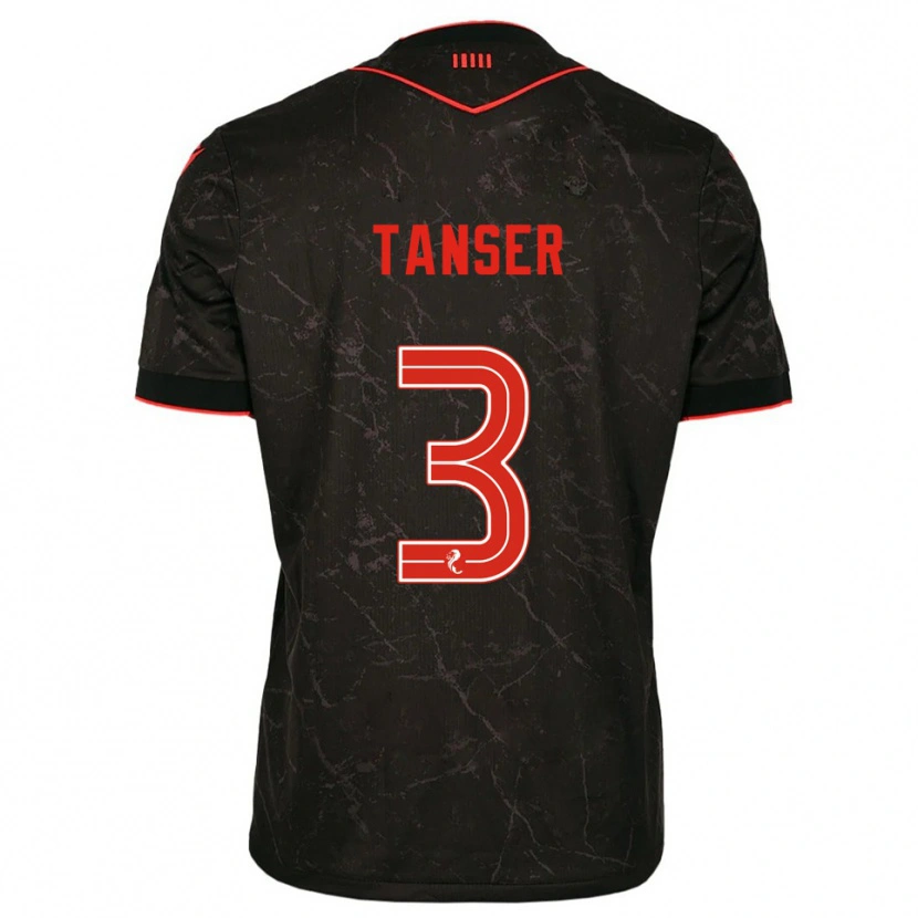Danxen Barn Scott Tanser #3 Svart Röd Bortatröja Matchtröjor 2025/26 Tröjor T-Tröja