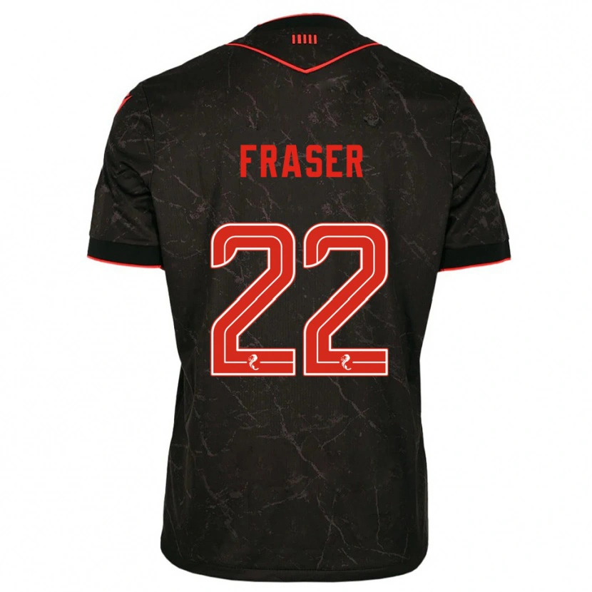 Danxen Barn Marcus Fraser #22 Svart Röd Bortatröja Matchtröjor 2025/26 Tröjor T-Tröja