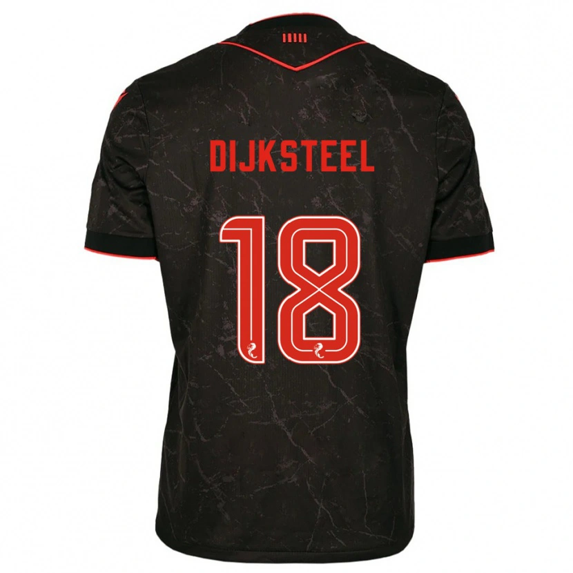 Danxen Barn Malik Dijksteel #18 Svart Röd Bortatröja Matchtröjor 2025/26 Tröjor T-Tröja