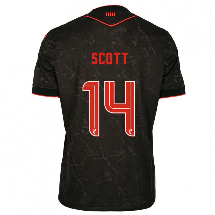 Danxen Barn James Scott #14 Svart Röd Bortatröja Matchtröjor 2025/26 Tröjor T-Tröja