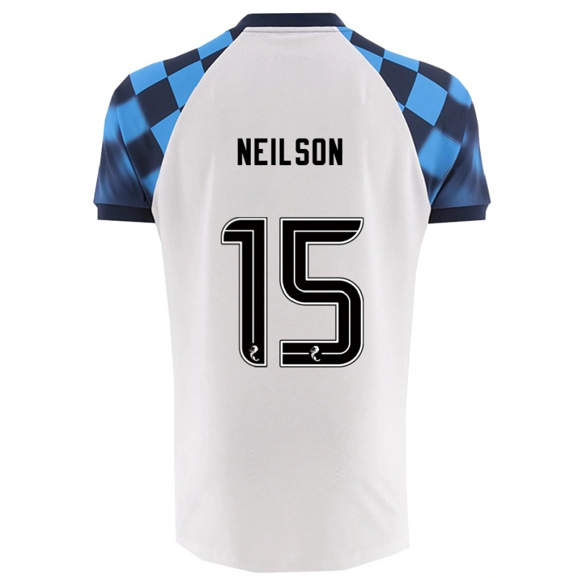 Danxen Barn Lewis Neilson #15 Vit Himmelsblå Bortatröja Matchtröjor 2025/26 Tröjor T-Tröja