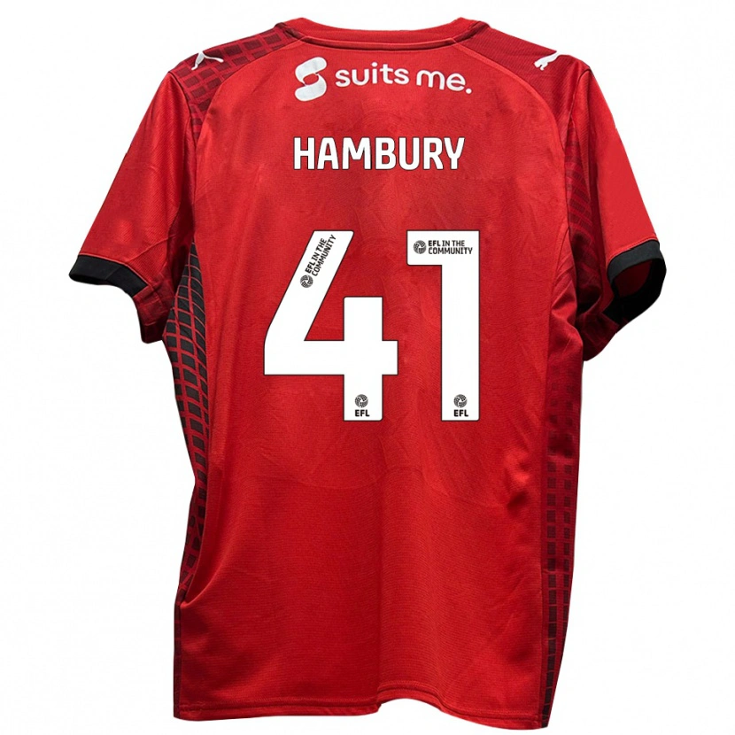 Danxen Män Zack Hambury #41 Röd Svart Hemmatröja Matchtröjor 2025/26 Tröjor T-Tröja