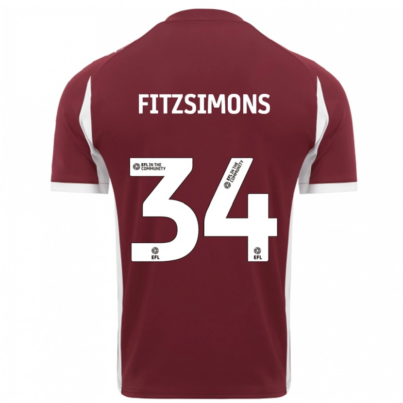 Danxen Män Ross Fitzsimons #34 Vinröd Vit Hemmatröja Matchtröjor 2025/26 Tröjor T-Tröja