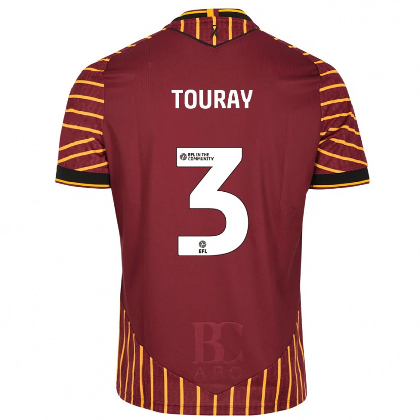 Danxen Män Ibou Touray #3 Orange Vinröd Hemmatröja Matchtröjor 2025/26 Tröjor T-Tröja